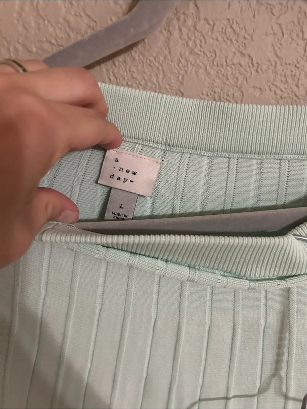 a new day Mint Green Ribbed Knit Polo Dress
